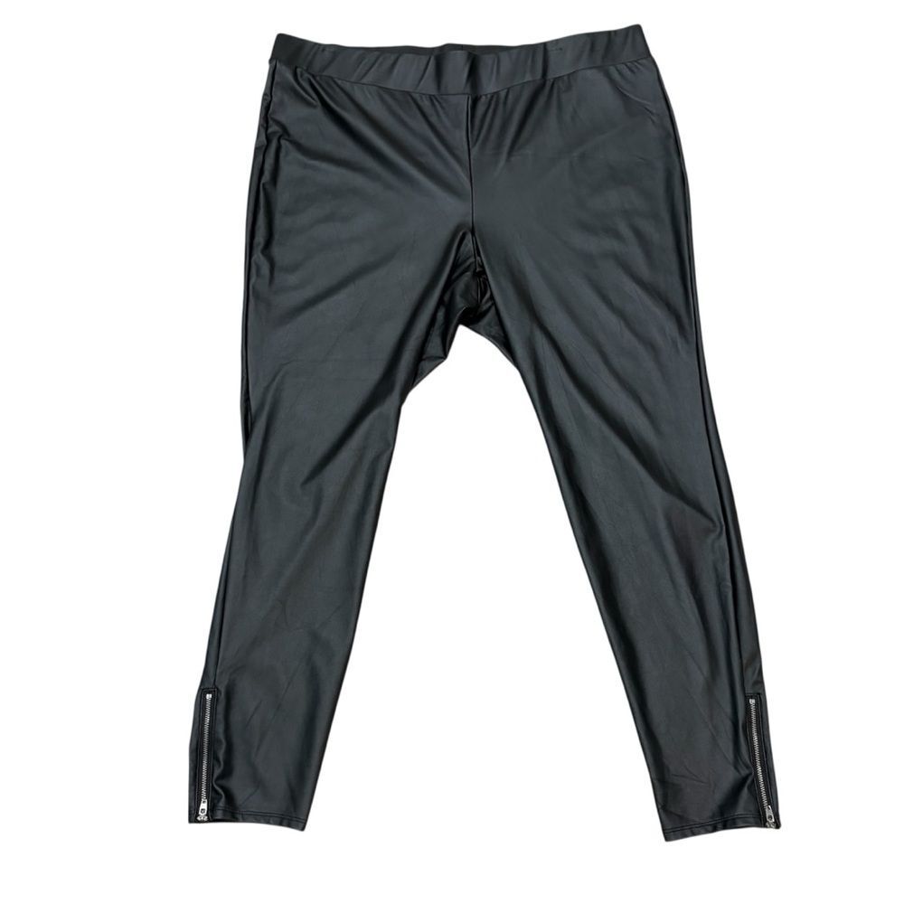 Torrid Black Faux Leather Zip Ankle Leggings Size 3 (US 3X)